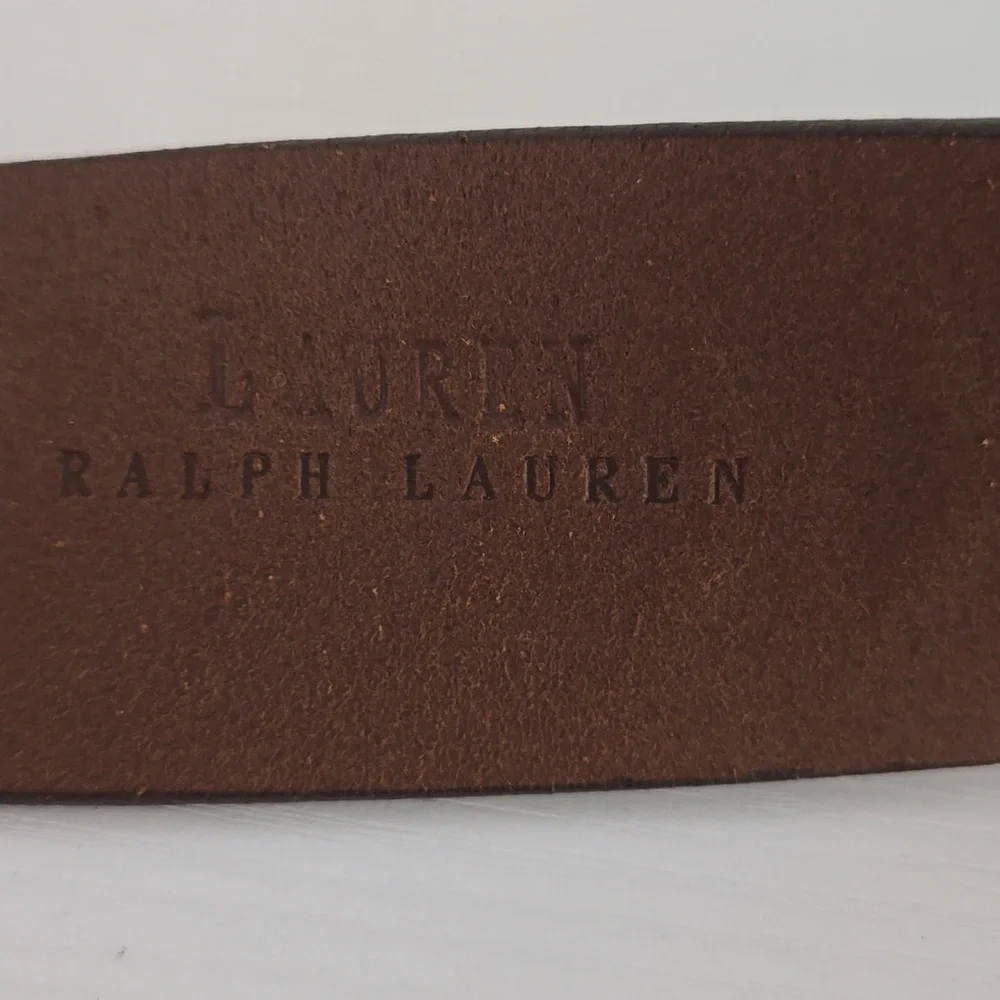 LAUREN Ralph Lauren Women's Tan Whipstitch Leather Belt Size L